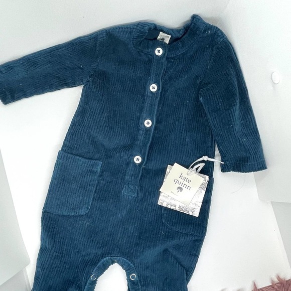 Kate Quinn Teal Corduroy Jumpsuit with Matching Bandana 3-6 Months NWT - Picture 2 of 8